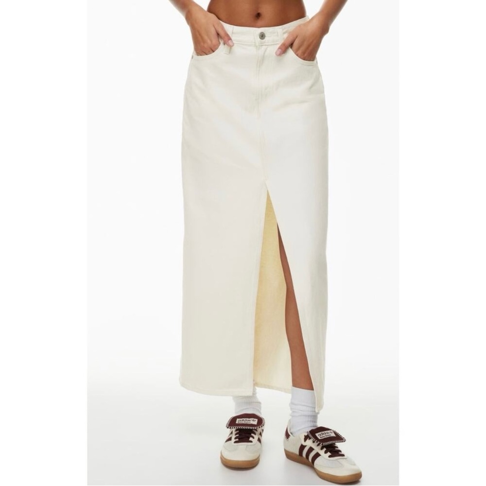Levi's Premium Column White Denim Maxi Midi Ankle Skirt Size 29 Women’s